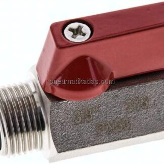 Edelstahl-Minikugelhahn G 3/8" Innengewinde / Außengewinde, PN 63
