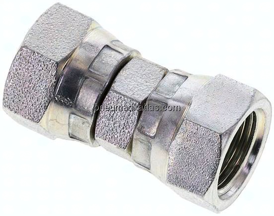 Gerader Verbinder 60°-Konus, G 3/8"-G 3/8", Stahl verzinkt