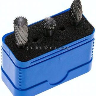 3 Hartmetall-Frässtifte in Mini-Box, 6 mm Schaft: 1 Stk. Ø 10 mm, ZYAS-Form - Form A - Zylinder mit