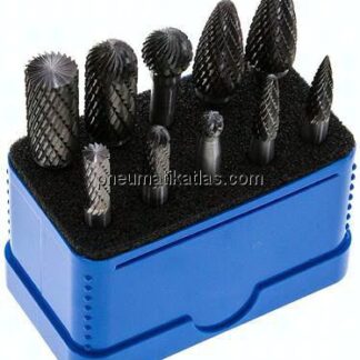 10 Hartmetall-Frässtifte in Mini-Box, 6 mm Schaft: je 1 Stk. Ø 6 & 12 mm, ZYAS-Form - Form A - Zylin