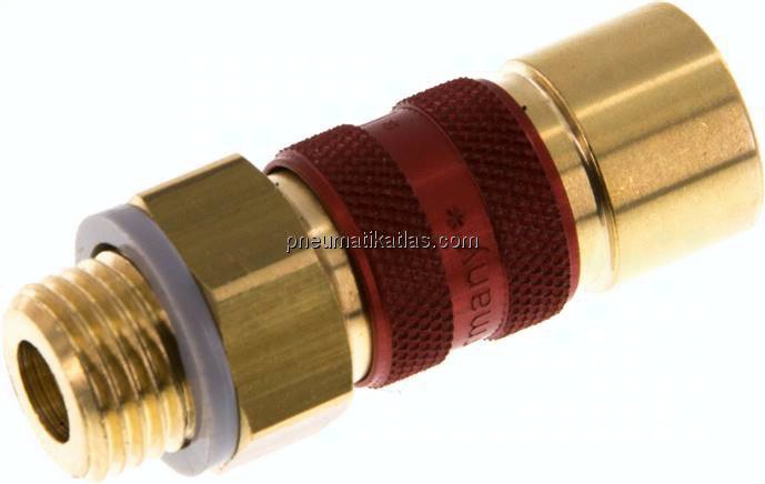 Kupplungsdose (NW5) G 1/4"(AG), rot, Achteck SW10