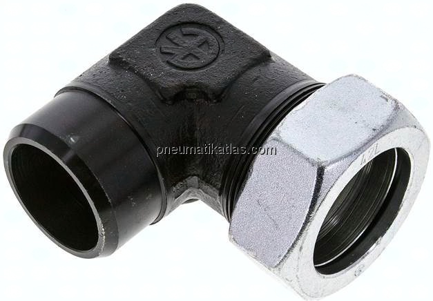 Winkel-Anschweißverschraubung 42 L (M52x2), Stahl phosphatiert