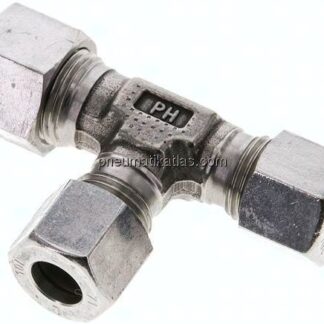 T-Schneidringverschraubung 12 L (M18x1,5)-10 L (M16x1,5)-10 L (M16x1,5), 1.4571