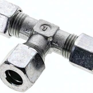 T-Schneidringverschraubung 8 L (M14x1,5)-10 L (M16x1,5)-8 L (M14x1,5), Stahl verzinkt