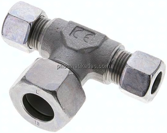 T-Schneidringverschraubung 12 L (M18x1,5)-18 L (M26x1,5)-12 L (M18x1,5), Stahl verzinkt