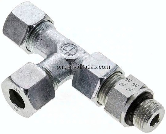 Einstellb. L-Schneidringverschraubung M 18x1,5-12 S (M20x1,5), Stahl verzinkt