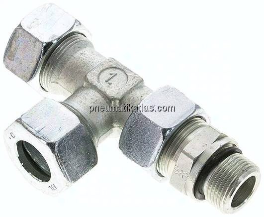 Einstellb. L-Schneidringverschraubung M 22x1,5-18 L (M26x1,5), Stahl verzinkt