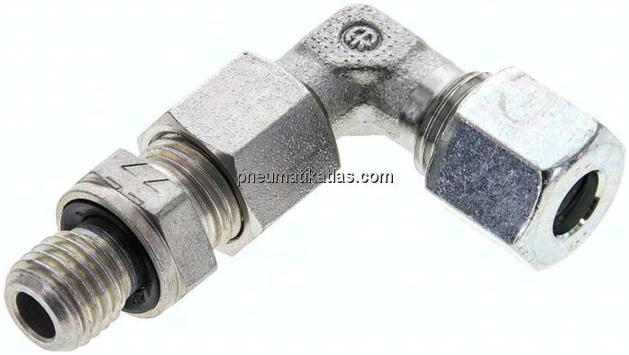 Einstellb. Winkel-Schneidringverschr. M 12x1,5-8 L (M14x1,5), Stahl verzinkt