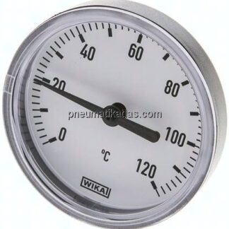 Bimetallthermometer, waagerecht D63/0 bis +120°C/40mm