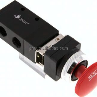 3/2-Wege (NC/NO) Not-Aus-Taster-Ventil, rot, G 1/4"