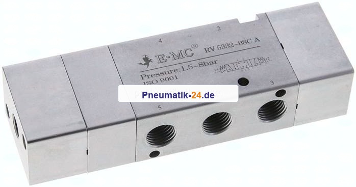 5/3-Wege Pneumatikventil, G 1/4", Mittelstellung geschlossen