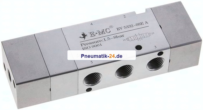 5/3-Wege Pneumatikventil, G 1/4", Mittelstellung entlüftet