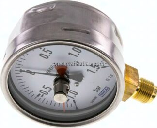 Manometer senkrecht (CrNi/Ms), 100mm, -1 bis 1,5 bar