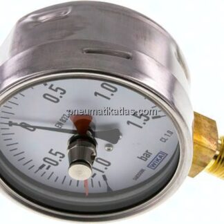 Manometer senkrecht (CrNi/Ms), 100mm, -1 bis 1,5 bar