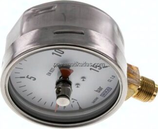 Manometer senkrecht (CrNi/Ms), 100mm, -1 bis 15 bar