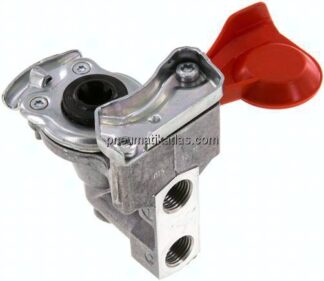 Fahrzeugkupplung 2x M 16x1,5(IG), Vorrat (rot) für Zugmaschinen, DIN 74254 (mit Ventil)