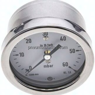 Manometer waagerecht 63mm, 0 - 60 mbar, G 1/4"