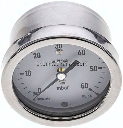 Manometer waagerecht 63mm, 0 - 60 mbar, G 1/4"