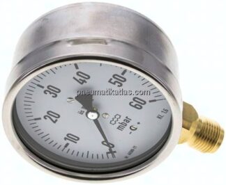 Manometer senkrecht 100mm, 0 - 60 mbar, G 1/2"
