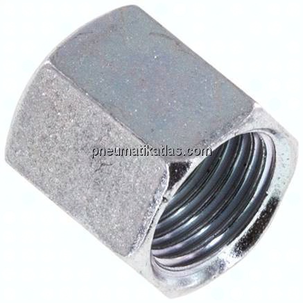 Überwurfmutter DN3, M 10x1, Bohrung 6,8mm, Stahl verzinkt