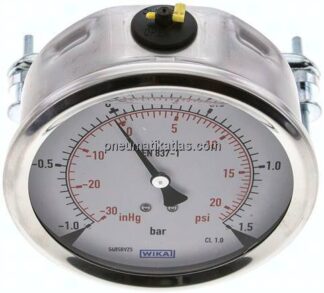 Glycerin-Einbaumanometer, 3kt-Frontring, 100mm, -1 bis 1,5 bar