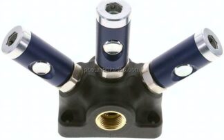 Wanddose mit G 1/2" (IG) und 3 Sicherheits-Druckknopfkupplungsdosen NW7,2