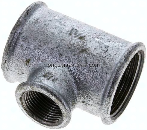 T-Stück Rp 1-1/4"-Rp 3/4"-Rp 1-1/4" (IG), Temperguss verzinkt