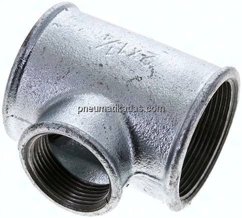 T-Stück Rp 2"-Rp 1-1/4"-Rp 2" (IG), Temperguss verzinkt