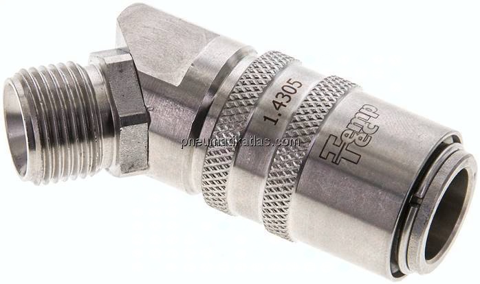 45°-Temperierkupplungsdose 13mm Zapfen,G 3/8"(AG)