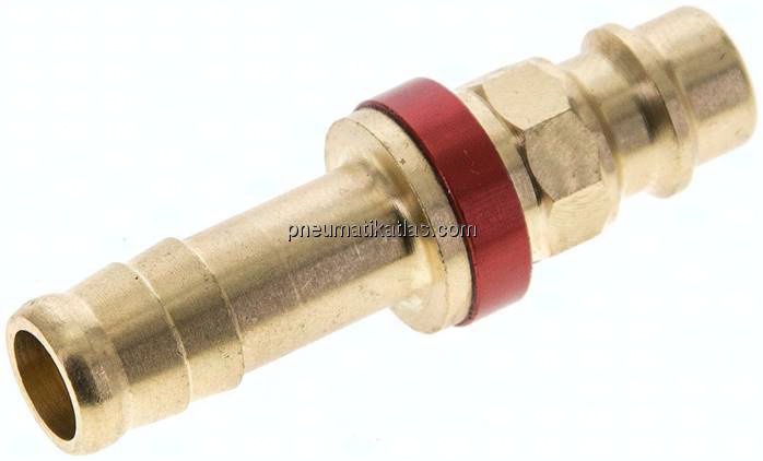 Kupplungsstecker (NW7,2) 9 (3/8")mm Schlauch, rot, Achteck SW12