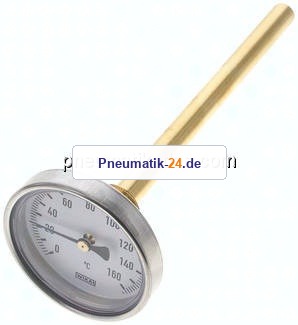 Bimetallthermometer, waagerecht D63/0 bis +160°C/160mm