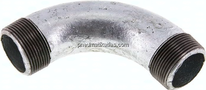 90°-Bogen R 1-1/2" (AG), Temperguss verzinkt