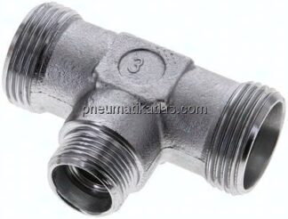 T-Schneidringverschraubung 22 L (M30x2)-15 L (M22x1,5)-22 L (M30x2), ohne Mutter & Schneidring, Stah