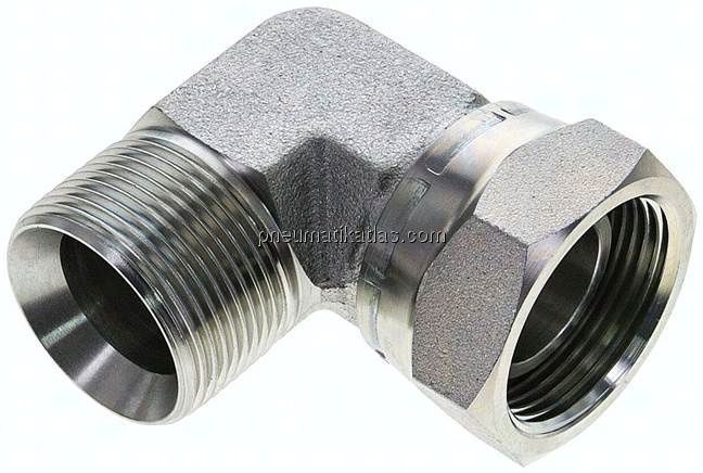 90°-Einschraubwinkel, 60°-Kegel, G 1-1/4", Stahl verzinkt