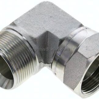 90°-Einschraubwinkel, 60°-Kegel, G 1-1/2", Stahl verzinkt