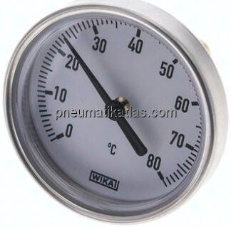 Bimetallthermometer, waagerecht D63/0 bis +80°C/40mm