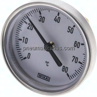 Bimetallthermometer, waagerecht D63/0 bis +80°C/40mm