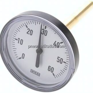 Bimetallthermometer, waagerecht D80/0 bis +60°C/100mm