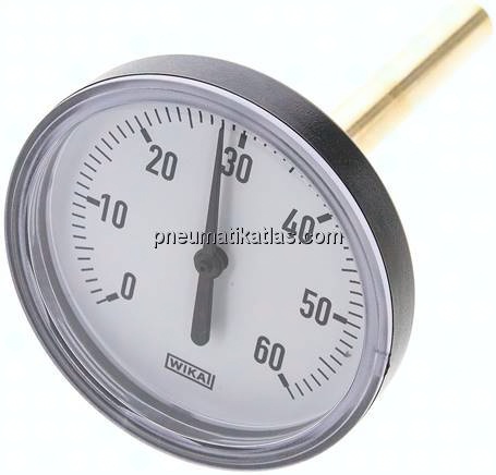Bimetallthermometer, waagerecht D80/0 bis +60°C/100mm