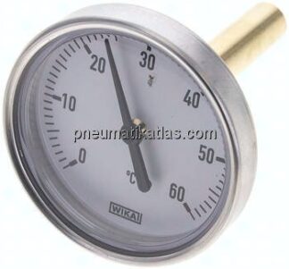 Bimetallthermometer, waagerecht D63/0 bis +60°C/60mm
