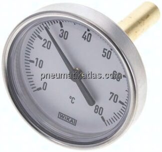 Bimetallthermometer, waagerecht D63/0 bis +80°C/60mm