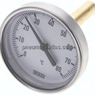 Bimetallthermometer, waagerecht D63/0 bis +80°C/60mm