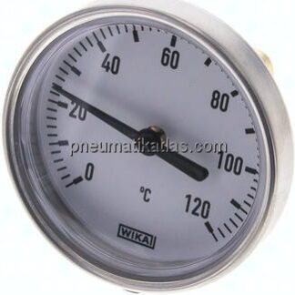 Bimetallthermometer, waagerecht D63/0 bis +120°C/40mm