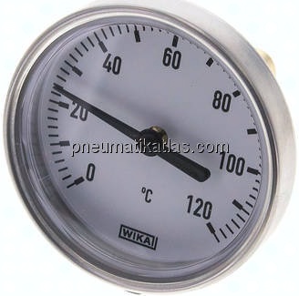 Bimetallthermometer, waagerecht D63/0 bis +120°C/40mm