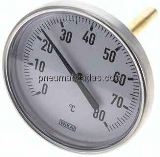 Bimetallthermometer, waagerecht D100/0 bis +80°C/100mm