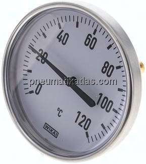 Bimetallthermometer, waagerecht D100/0 bis +120°C/60mm