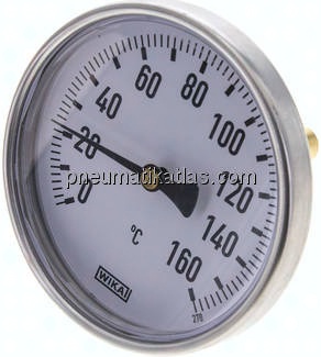 Bimetallthermometer, waagerecht D100/0 bis +160°C/60mm