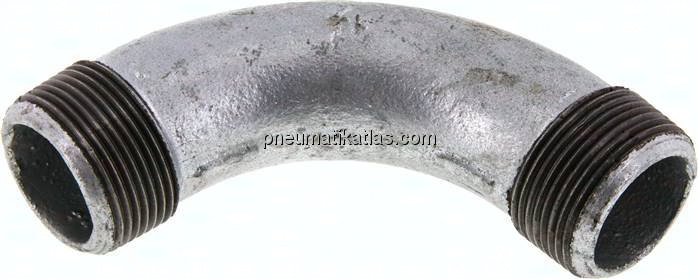 90°-Bogen R 1-1/4" (AG), Temperguss verzinkt