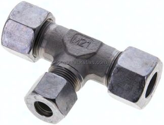 T-Schneidringverschraubung 16 S (M24x1,5)-12 S (M20x1,5)-16 S (M24x1,5), Stahl verzinkt