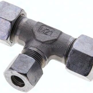 T-Schneidringverschraubung 16 S (M24x1,5)-12 S (M20x1,5)-16 S (M24x1,5), Stahl verzinkt